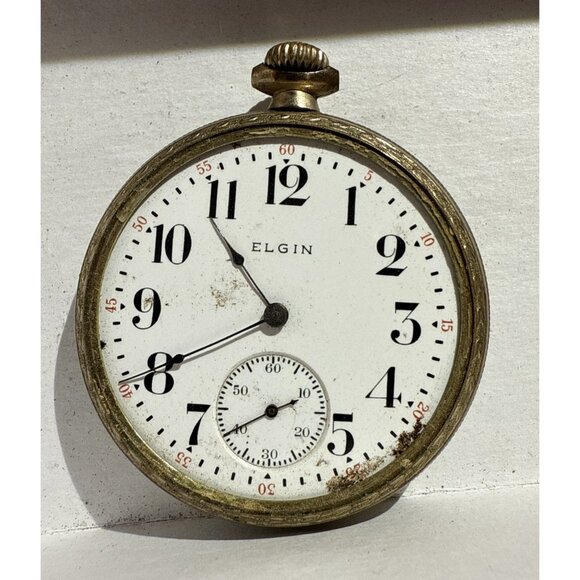 Elgin Other - Vintage Elgin 12s 17J Grade 384 Pocket Watch Movement For Parts Or Repair
